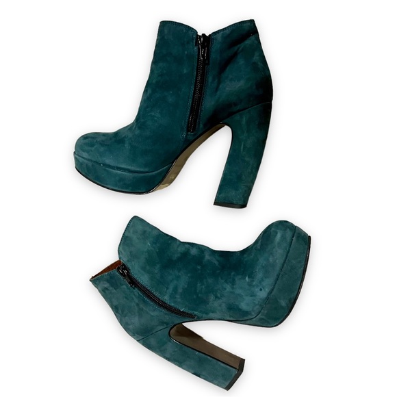 SIXTYSEVEN 67 GREEN SUEDE PLATFORM ANKLE BOOTIE BOOT 7 / 37 - Picture 3 of 10